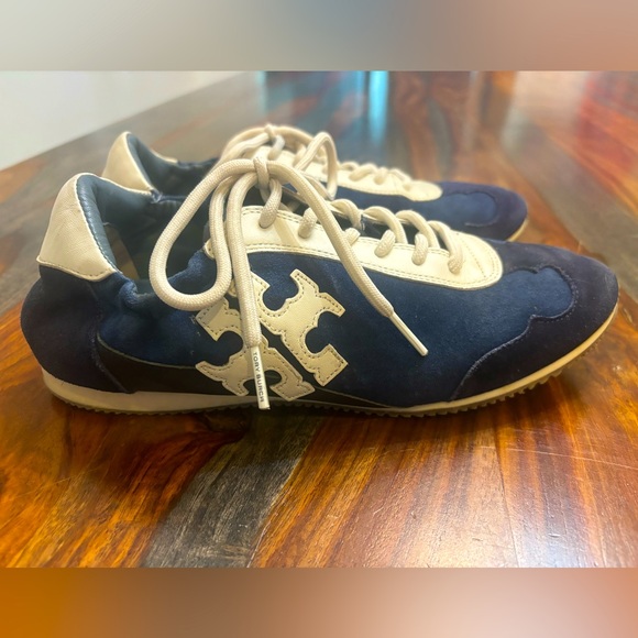 Tory Burch Sneaker Calf Leather Navy 8M - Picture 1 of 8